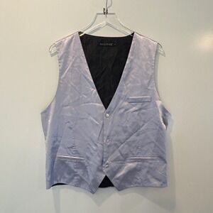 Barry Wang Men's Size M Formal Vest Silver Silk Lined Formal Occasion